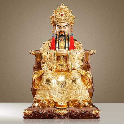 台湾纯铜贴金五爷佛像家用供奉龙五爷像广济龙王菩萨财神爷像摆件