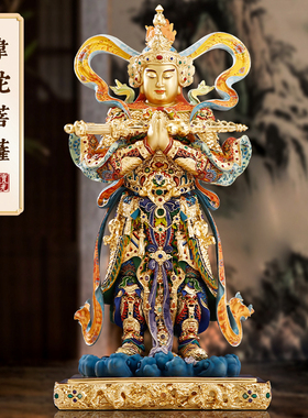 精工彩绘朝天韦陀菩萨佛像家用