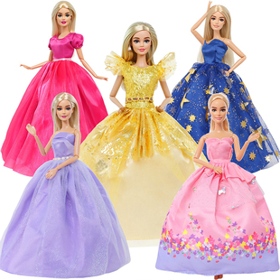 30厘米比肯娃娃仿真精致手工大裙白色婚纱礼服公主女孩装扮配件