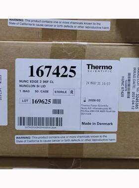 Thermo NUNC 167425 Edge 2 F型底96孔板细胞培养表面无菌带盖 50个/箱