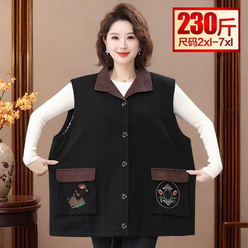 大码中老年女装牛仔马甲洋气坎肩