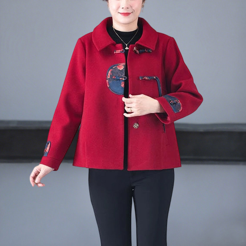 中老年人加肥加大码女装200斤时尚奶奶毛呢外套妈妈装宽松秋冬装