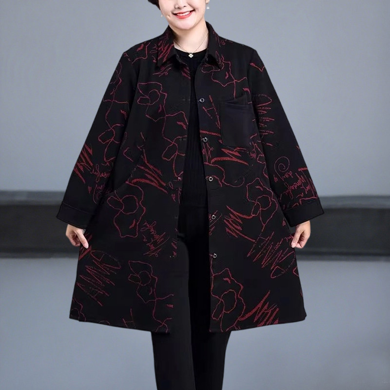 特大码女装中老年风衣加肥加大胖奶奶200斤春装妈妈宽松外套衣服