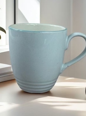 出口尾单英国厨神jamie oliver釉下彩浅蓝色芝麻点点马克杯茶杯