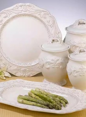 陶瓷储物罐手绘浮雕餐具