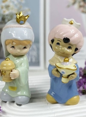 特价西班牙雅致手绘陶瓷可爱男孩女孩瓷偶人物摆件装饰品家居礼物
