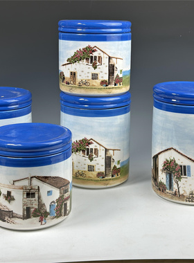 陶瓷夏日海边储物罐密封罐