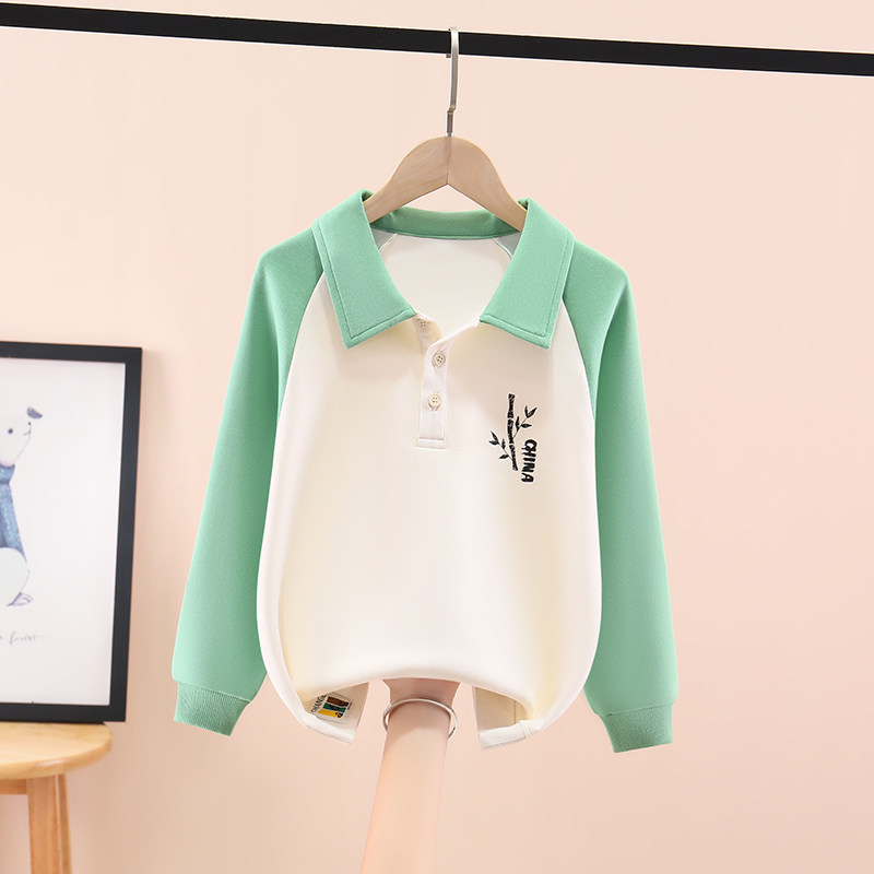 男童卫衣春秋2024新款帅气时髦翻领儿童上衣内搭中大童男孩秋装潮