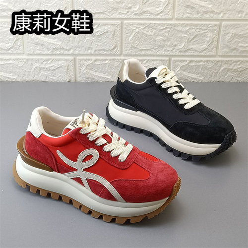 comely康莉女鞋正品撤柜厚底阿甘鞋休闲运动鞋圆头老爹鞋日常真皮