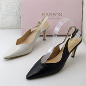 处理夏季 撤柜断码 凉鞋 细跟尖头包头鞋 哈森品牌真皮女鞋 牛皮鞋 正品