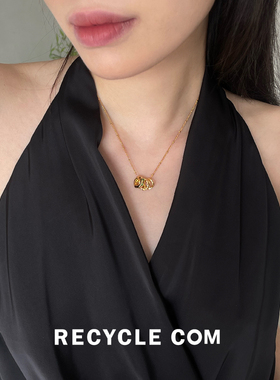 RECYCLE / 两戴绿锆石项链 法式复古欧美冷淡风简约百搭复古时尚