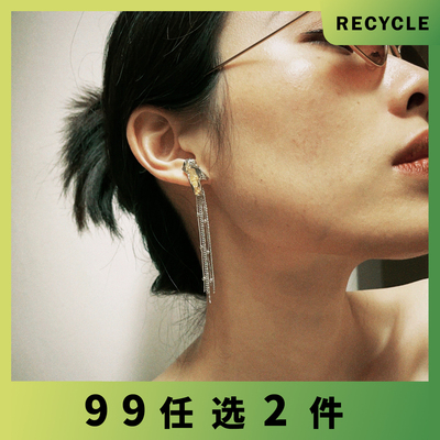 不规则流苏耳环琥珀日韩