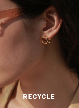 RECYCLE / 镂空立方体耳扣 简约百搭日韩ins几何方块形日常冷淡风