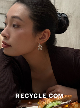 RECYCLE / 不规则镂空耳环 简约设计感小众百搭气质时尚银色耳饰