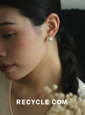 RECYCLE / 新中式珍珠白简约耳钉 高级感小巧精致耳环耳饰温柔古