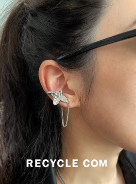 RECYCLE / 金属花朵耳骨夹 简约甜酷百搭轻奢设计感蝴蝶流苏饰品