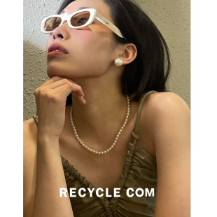 RECYCLE 日常簡約百搭6mm優(yōu)雅氣質(zhì)圓珠歐美頸鏈 珍珠項鏈 法式