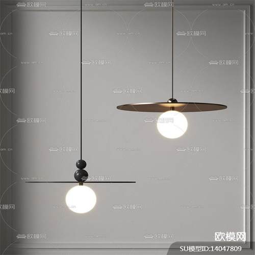 现代艺术吊灯su模型家用