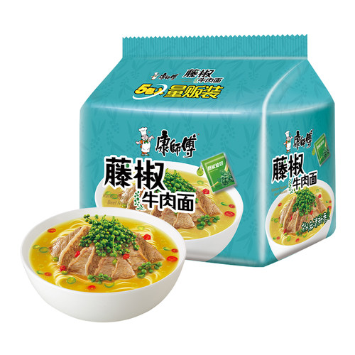 经典康师傅方便面藤椒102g*5袋
