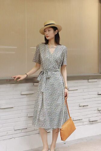 【商场同款】夏季新款棉丝柯根中长连衣裙