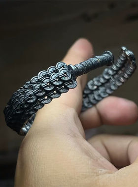 道系复古蟒雀吞龙铜钱剑镯