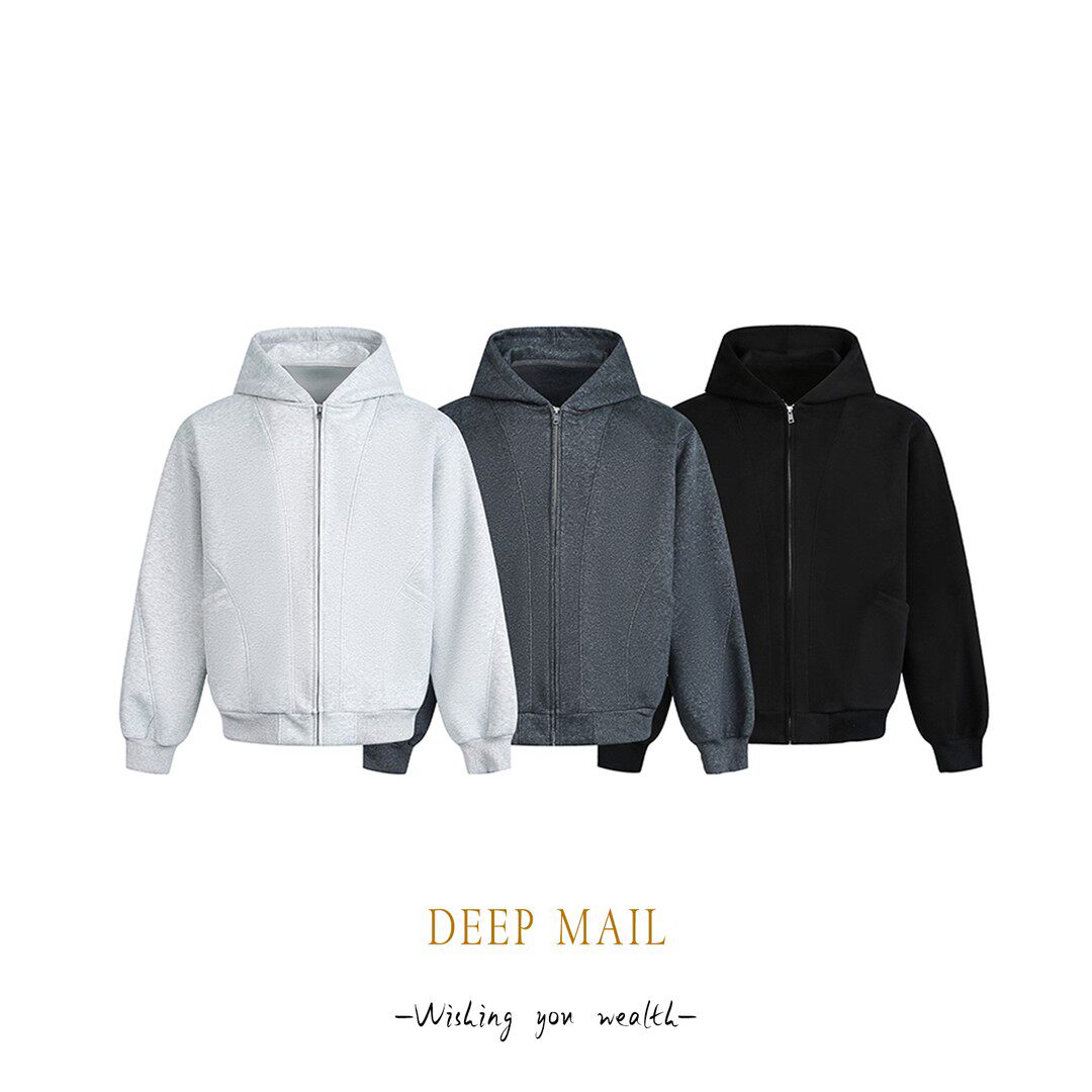 DEEPMAIL cleanfit短款重磅连帽开衫卫衣外套男女同款春秋百搭