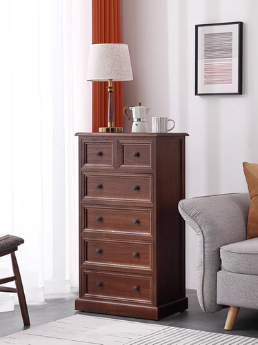 五斗柜美式实木轻奢彩绘五斗柜