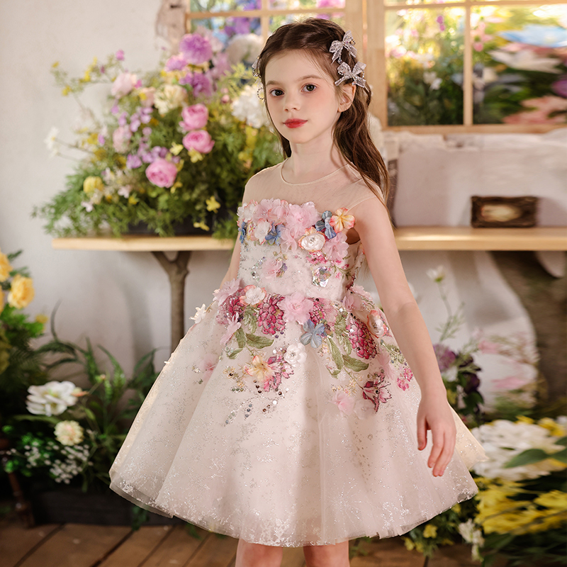 法式高端輕奢女童禮服生日花童花仙子仙氣公主裙主持人走秀蓬蓬裙