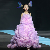 高端女童礼服2025新款 儿童模特走秀舞台主持人个性 女孩钢琴演出服