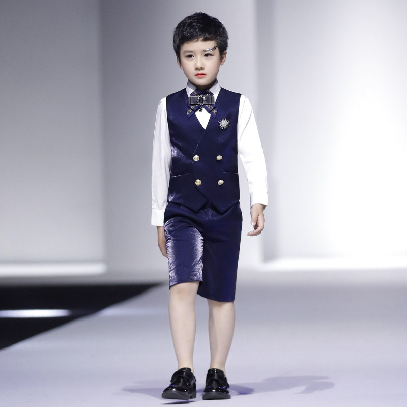 男童礼服2021新款周岁短袖儿童西装套装花童主持小西服钢琴演出服