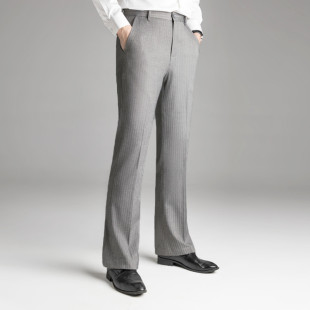 人字纹男装 休闲免烫微喇叭裤 西裤 阔腿裤 垂感宽松直筒西装 春夏新款