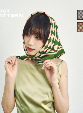双成记花花魔方格原创设计真丝桑蚕丝丝巾中方巾女搭配衬衫送礼
