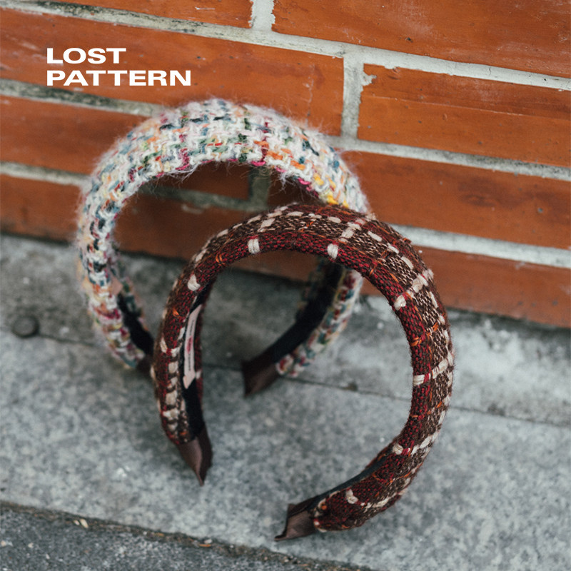 双成记复古粗花呢发箍个性复古宽边头饰高级感韩系发带发饰