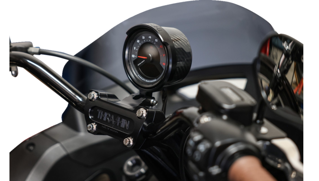 哈雷改装路威s圆形仪表仓表架软尾m8碳纤维公路滑翔把立架子