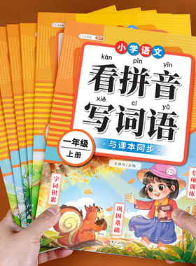斗半匠看拼音写词语一年级上册下册三四五六年级二年级下人教版小学语文同步练习册每日一练生字注音练习默写拼读能手拼音专项训练