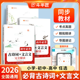 斗半匠初中必背古诗词和文言文全解一本通人教版 高中完全解读小学生古诗文138篇小升初七年级初一八九鉴赏专项练习知识点实词虚词