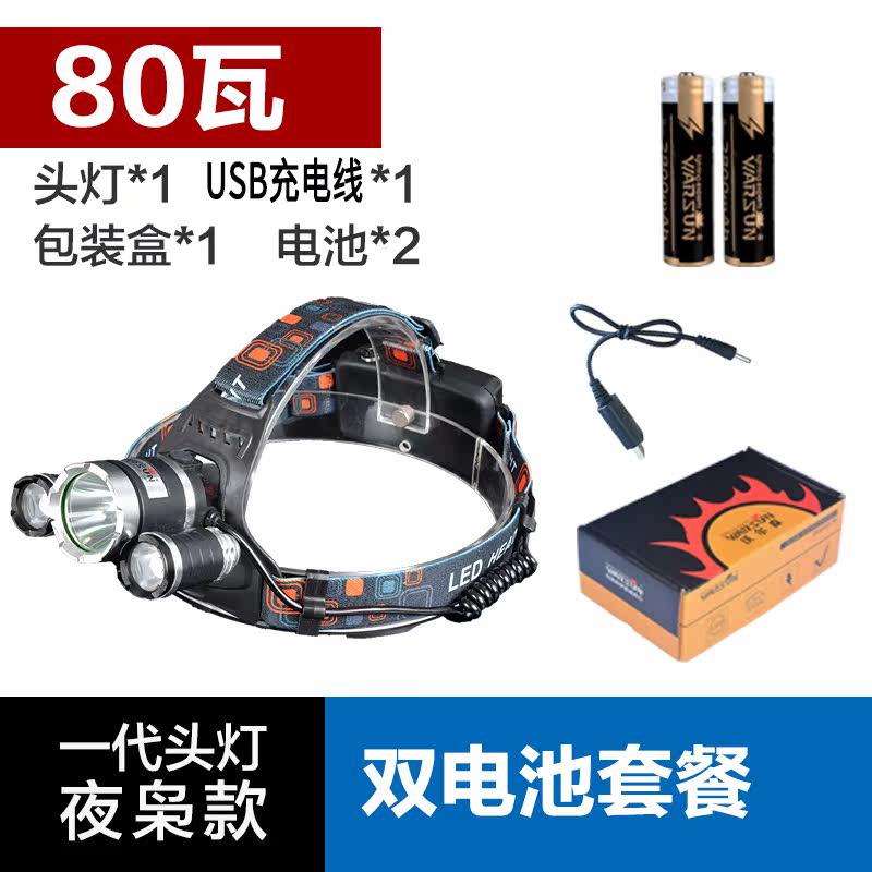 沃尔森头灯强光充电远射钓鱼灯夜钓灯led户外t6头戴超亮矿灯骑行