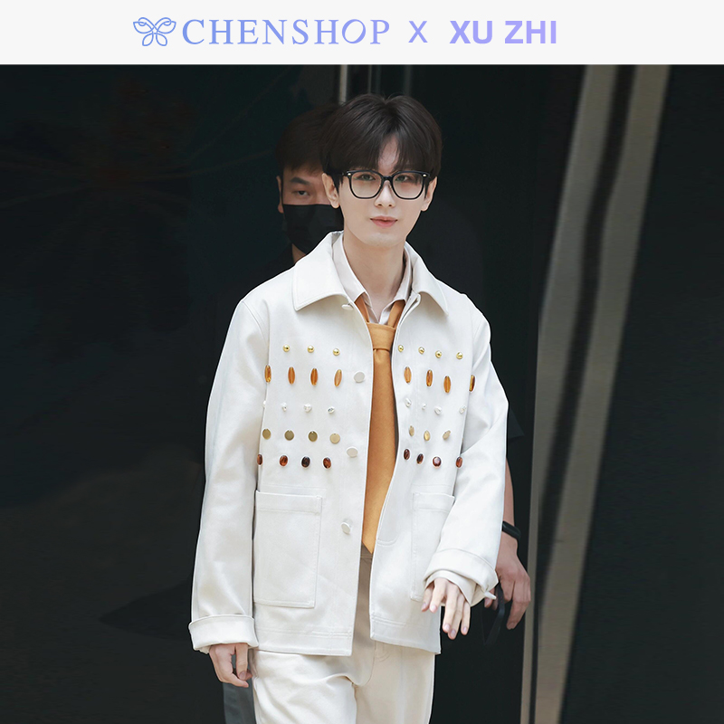 成毅同款XUZHI宝石装饰麂皮外套