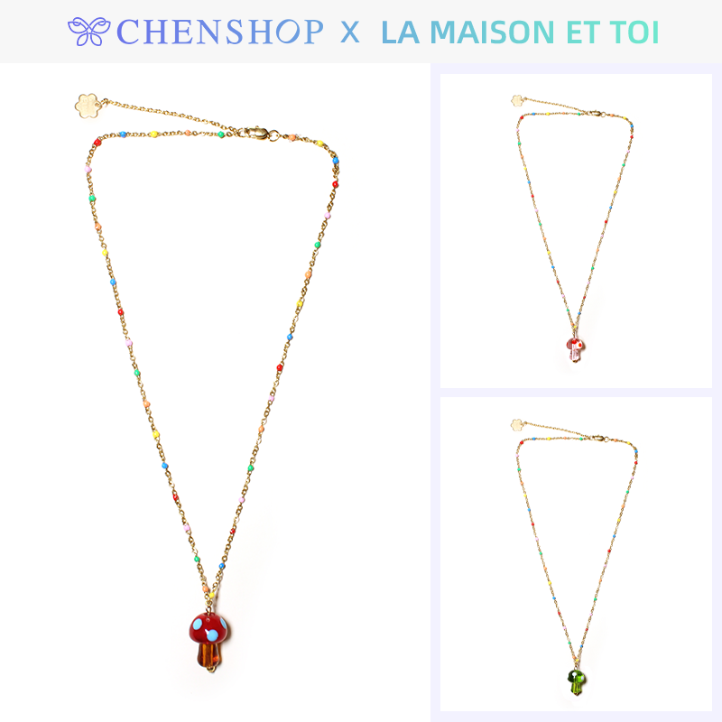 La maison Et toi時尚甜美Lil mushroom彩鏈蘑菇吊墜項鏈CHENSHOP