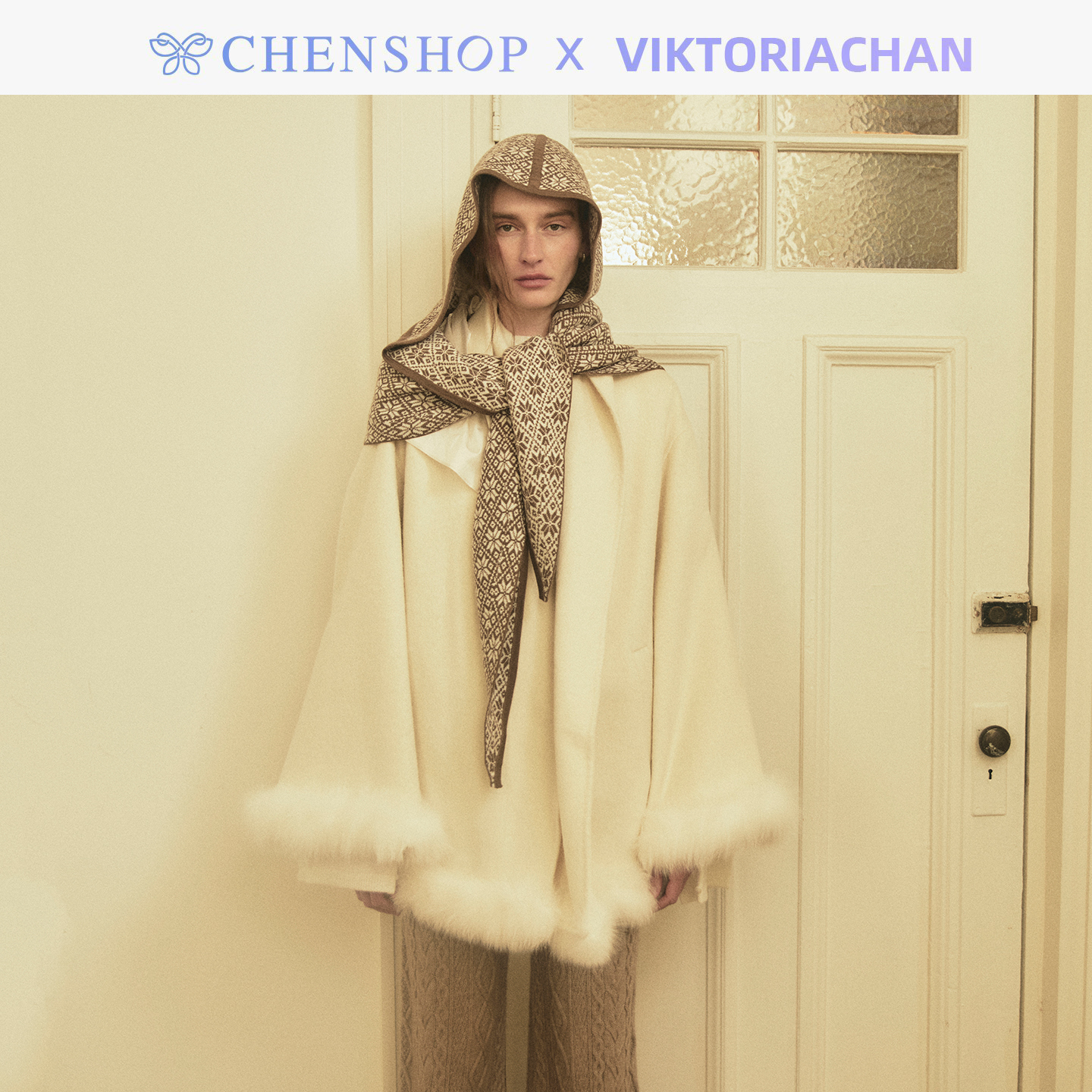 VIKTORIACHAN落肩喇叭袖毛呢外套