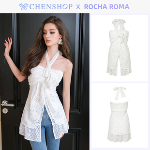 孟子义同款 ROMA蕾丝挂脖抹胸上衣吊带女CHENSHOP设计师品牌 ROCHA