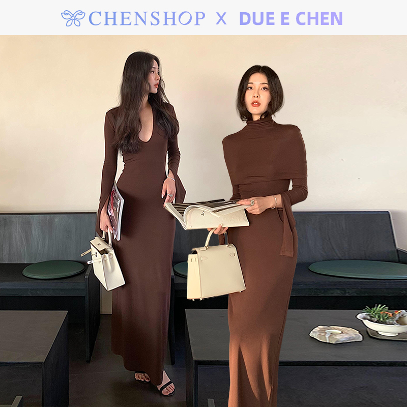 秋冬简约两件套针织连衣裙女