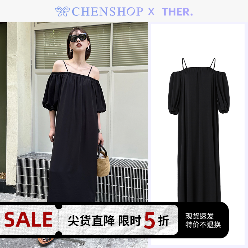 Ther.时尚潮流泡泡袖褶饰连衣裙宽松小众百搭CHENSHOP设计师品牌 女装/女士精品 连衣裙 原图主图