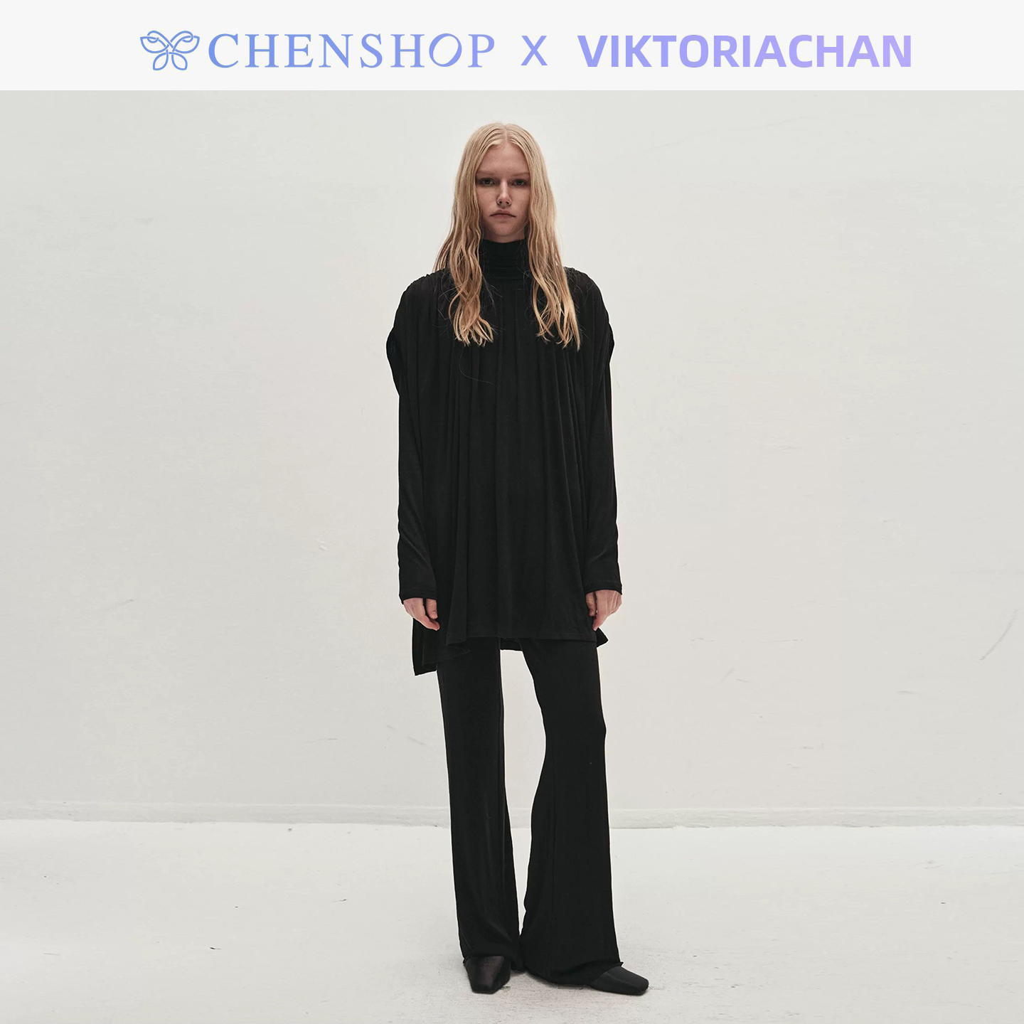 VIKTORIACHAN高领假两件上衣长裤