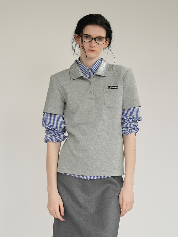 M1DNOTE 패셔너블한 심플한 기질 폴로 탑 반팔 틈새 다재다능한 여성 CHENSHOP 디자이너 브랜드