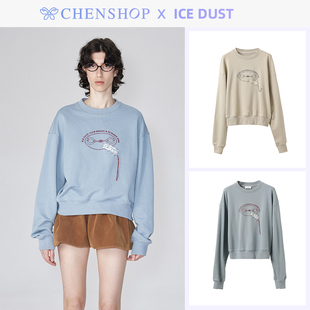 DUST时尚 ICE 圆领锁扣logo休闲套头卫衣百搭女CHENSHOP设计师品牌