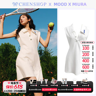 MOOD X MIURA时尚白色无袖垫肩网球裙连衣裙女CHENSHOP设计师品牌