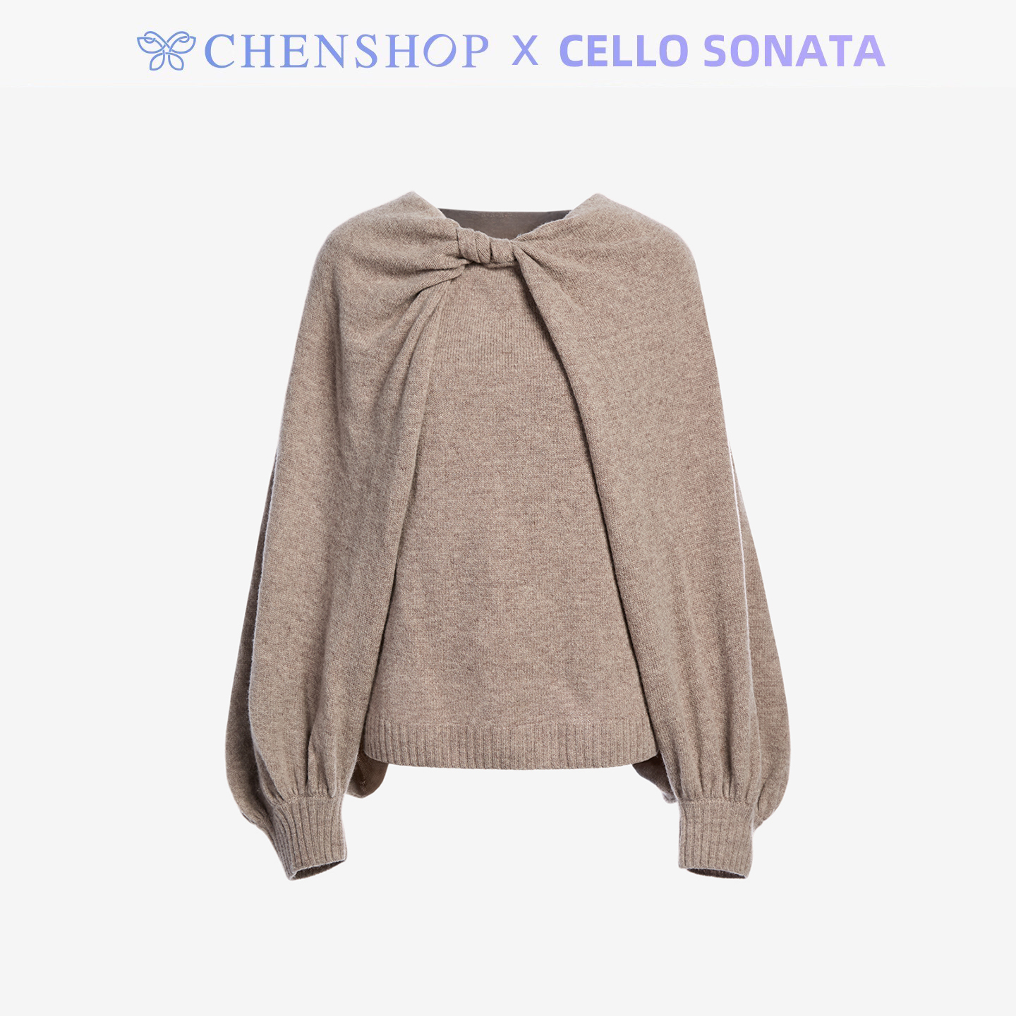 CelloSonata法式不规则披肩毛衣