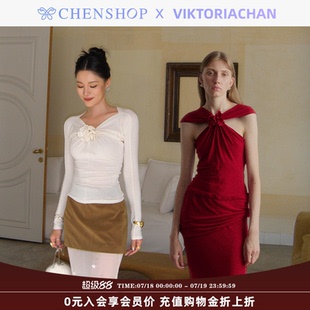 VIKTORIACHAN时尚 上衣CHENSHOP设计师品牌 潮流花朵针织长袖 短袖