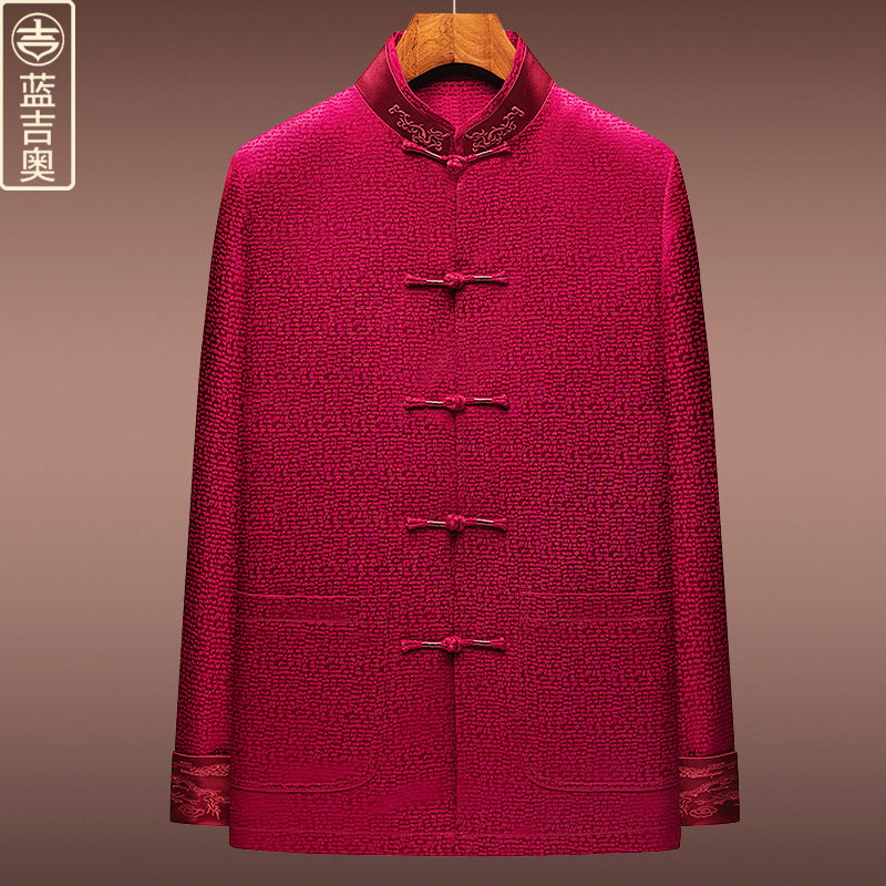 中年男士唐装冬季棉袄爸爸爷爷中老年人生日中国风中山装棉服外套